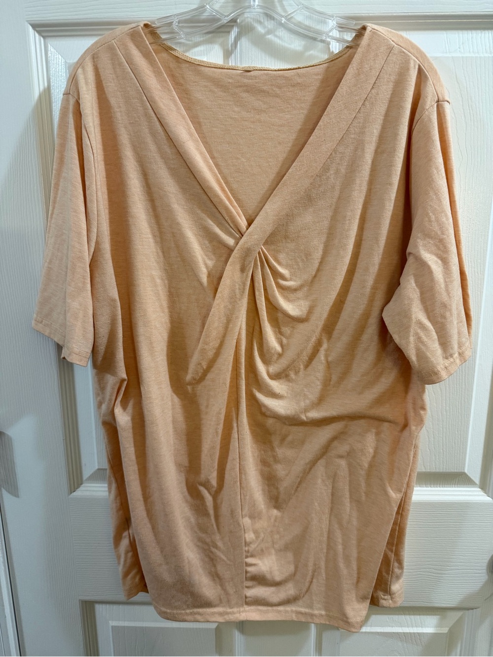 Twist Front V-Neck Top in Peach